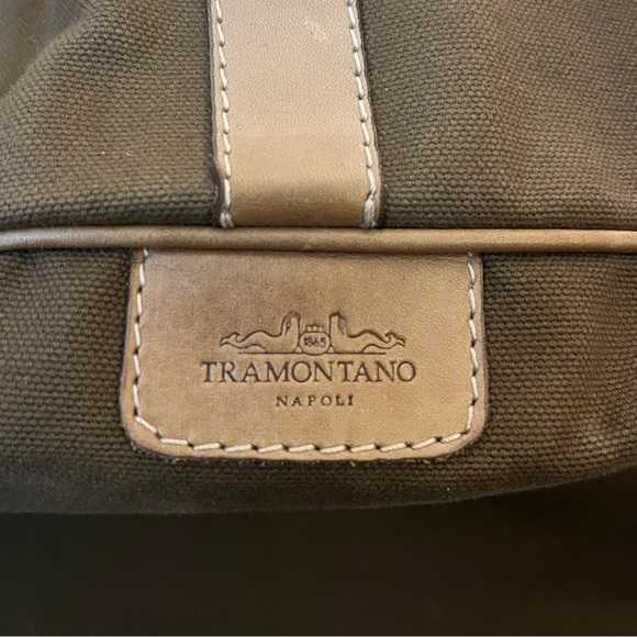 Tramontano Napoli Italian Leather Large Roller Duffel Bag Brown/Tan - Picture 6 of 16